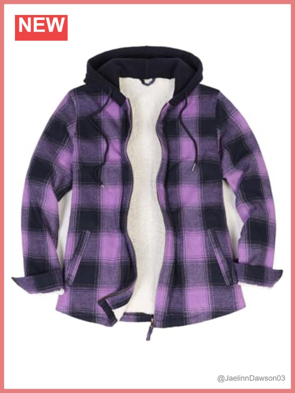 ZENTHACE Sherpa Lined Hooded Flannel Shirt Jacket Womens Plaid Zip Up Shacket